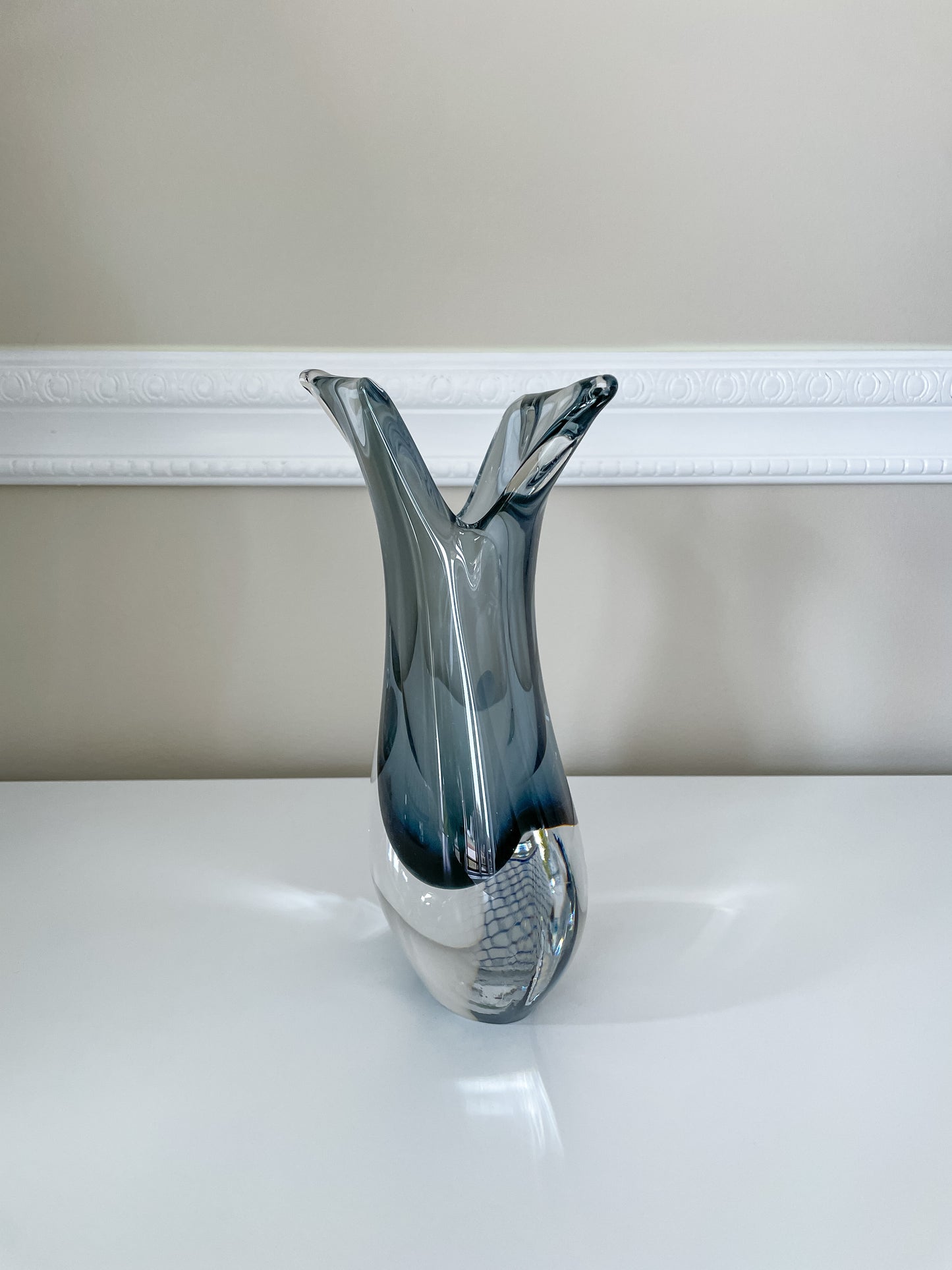 Archimede Seguso Flavio Poli Smokey Grey Vase Italian Murano Glass