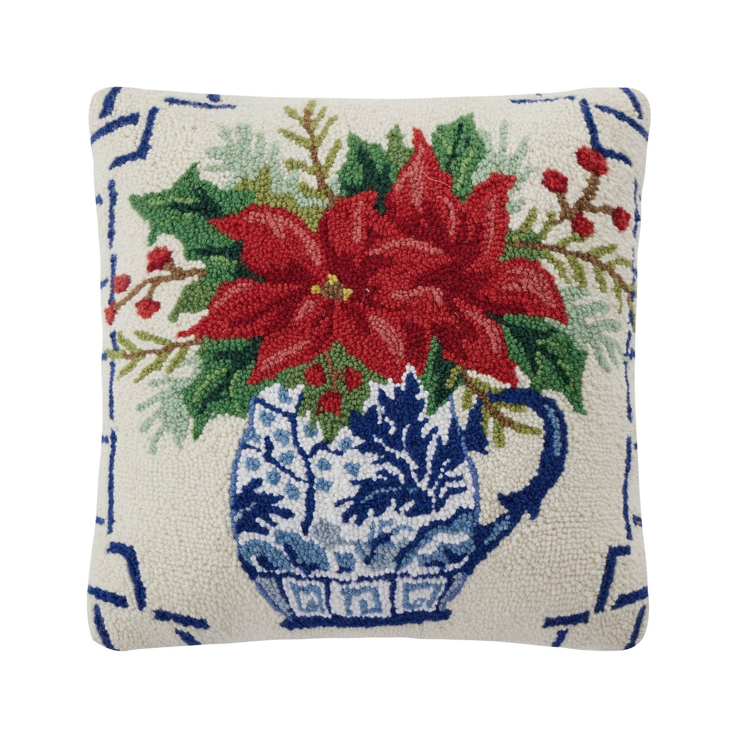 Chinoiserie Poinsettia Hook Pillow