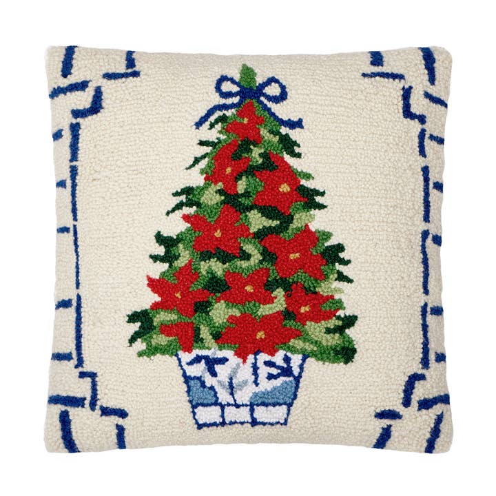 Chinoiserie Poinsettia Tree Hook Pillow