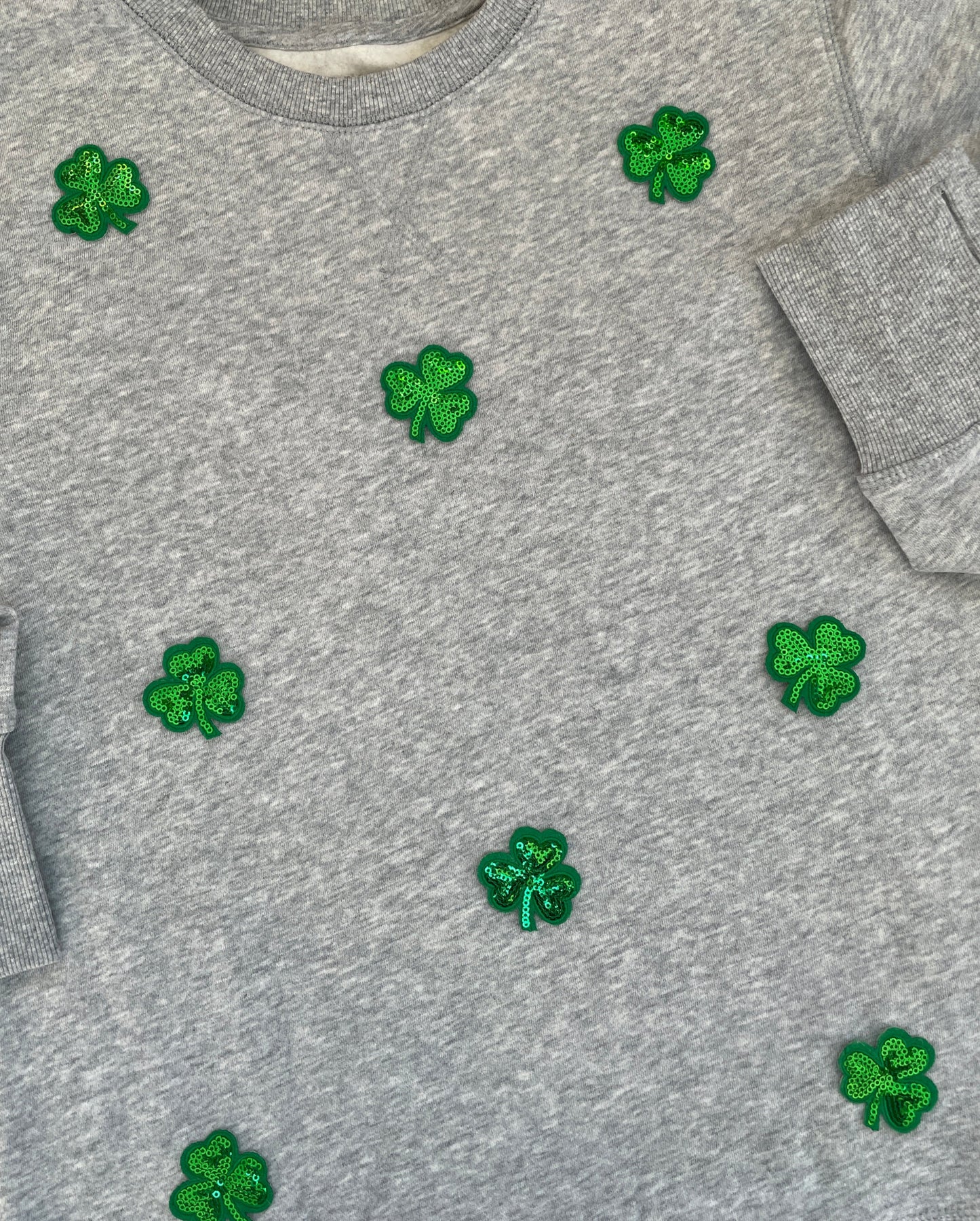 Shamrock Sequin Patch St. Patricks Sweatshirt