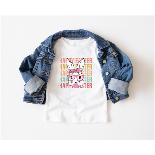 Happy Easter Bunny Pink Bow Toddler Shirt