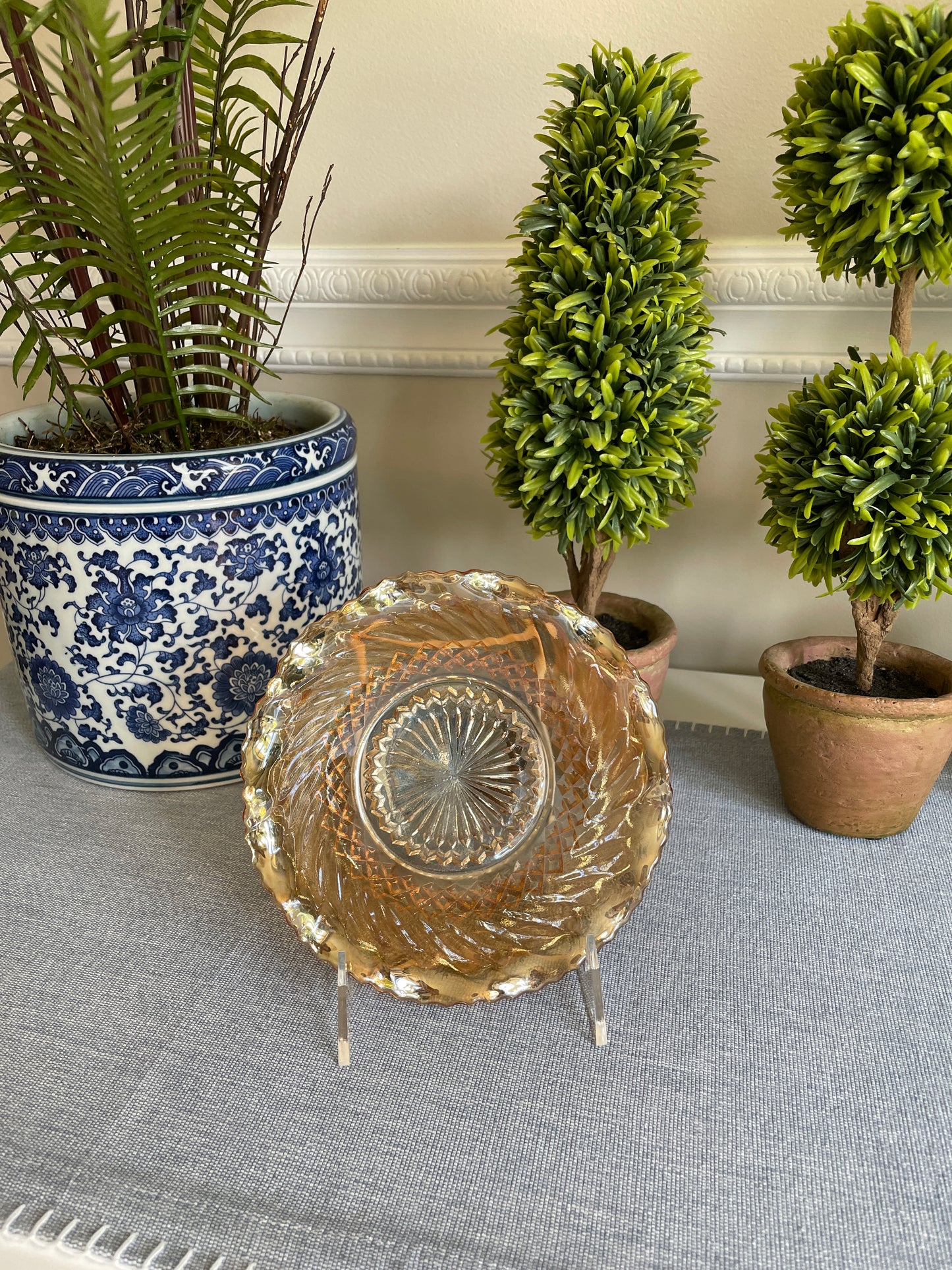 Marigold Carnival Glass Bowl, 6.75"