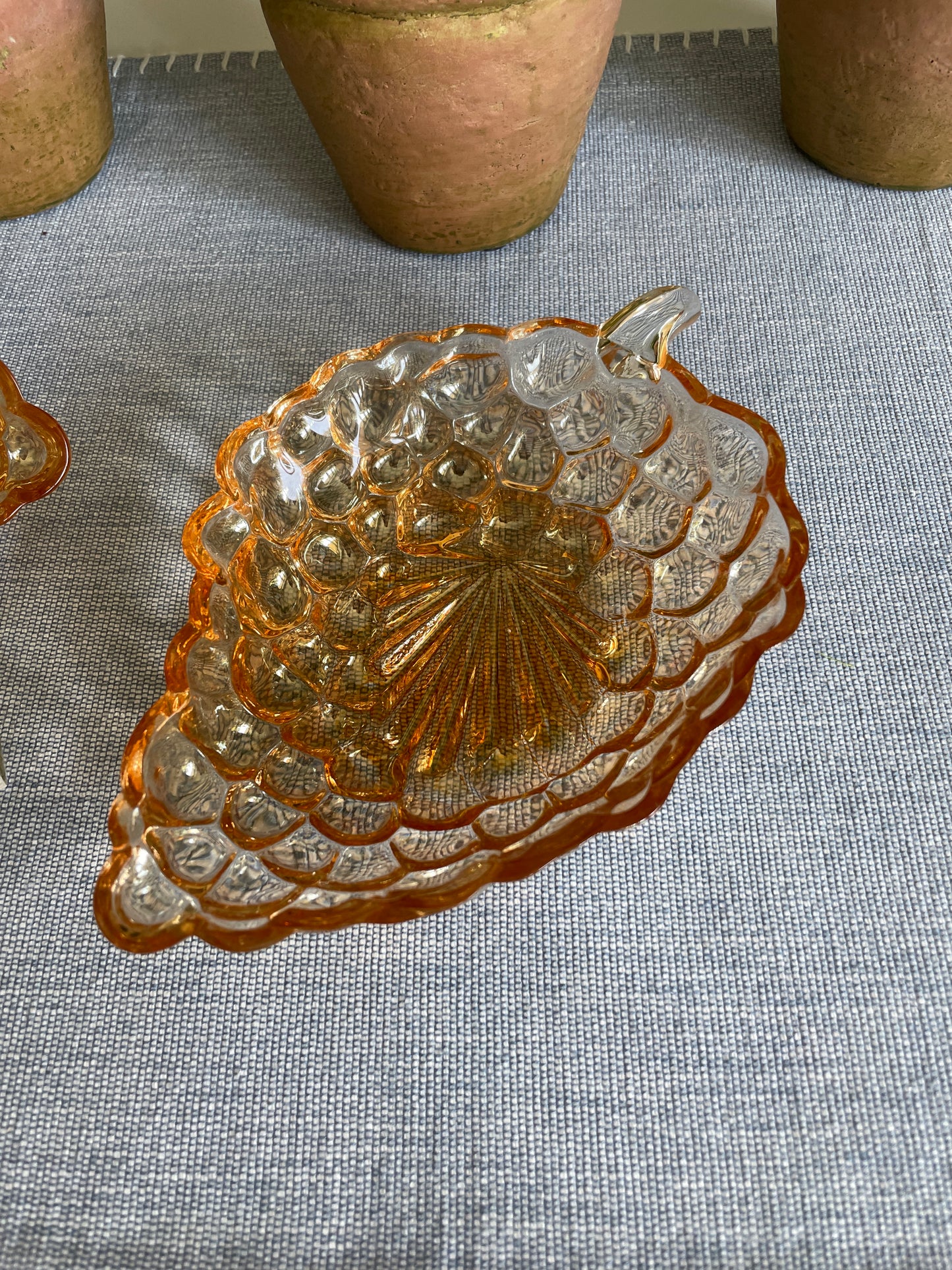 Vintage Anchor Hocking Bubble Glass Grape Dish, Set of 2