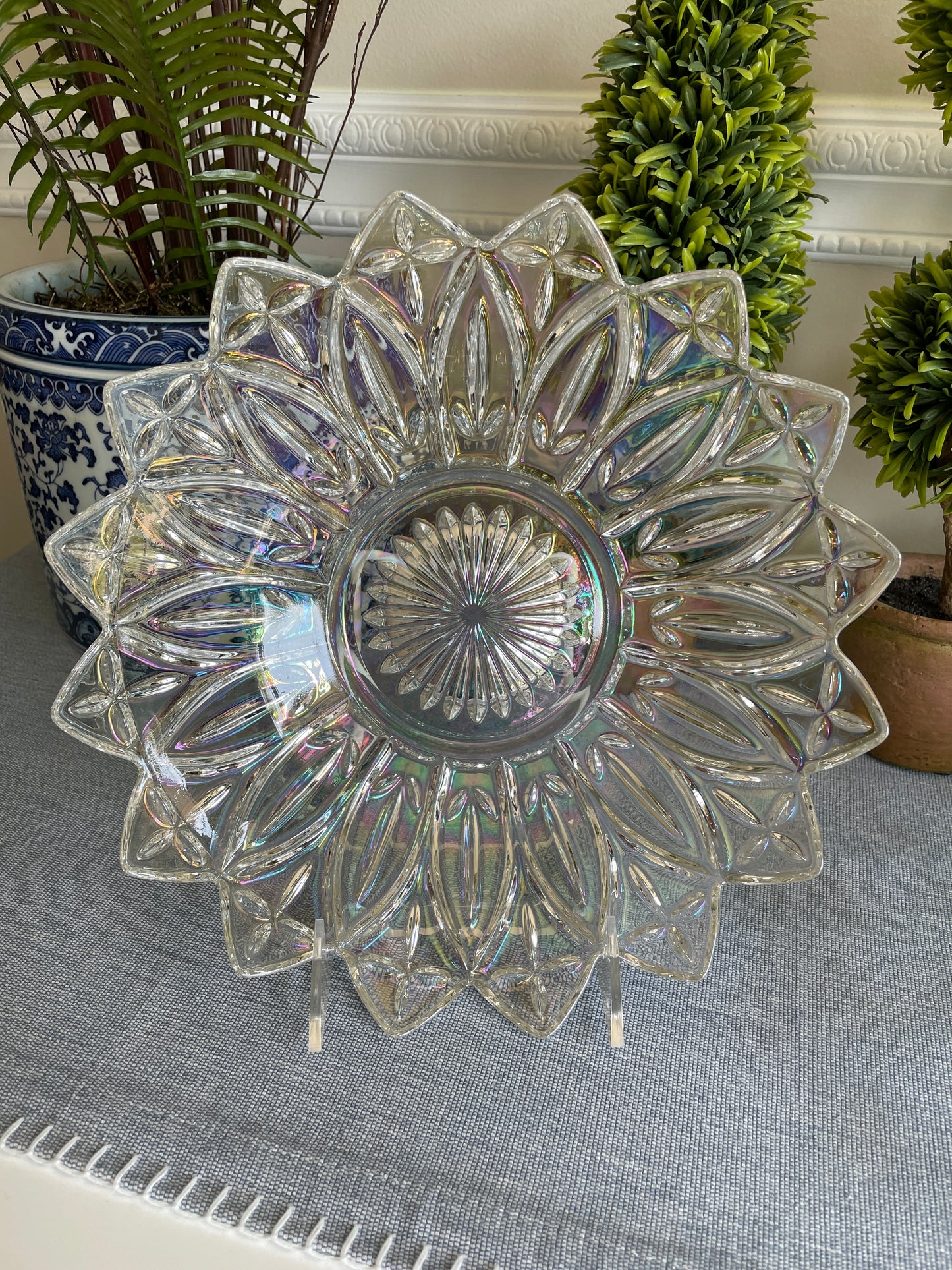 Vintage Iridescent Federal Petal Serving Bowl,10.25"