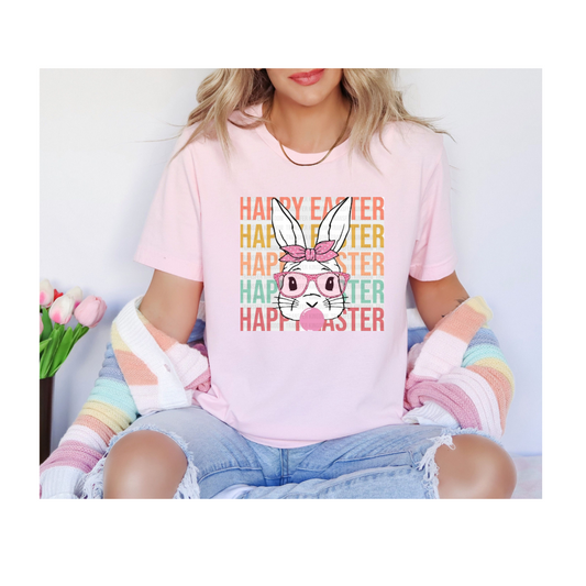 Happy Easter Bunny Shirt, Pink Bow