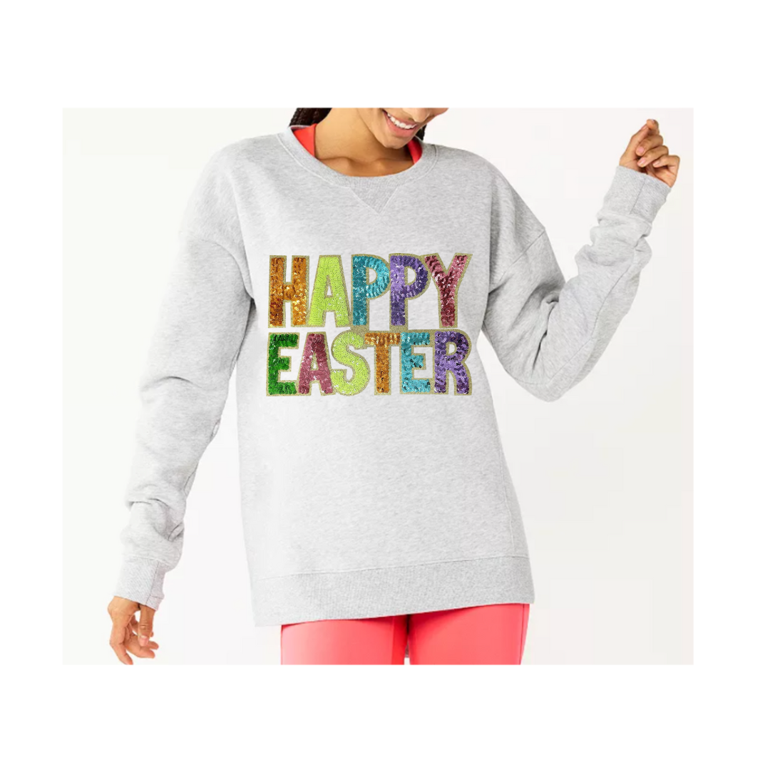 Happy Easter Sequin Patch Shirt