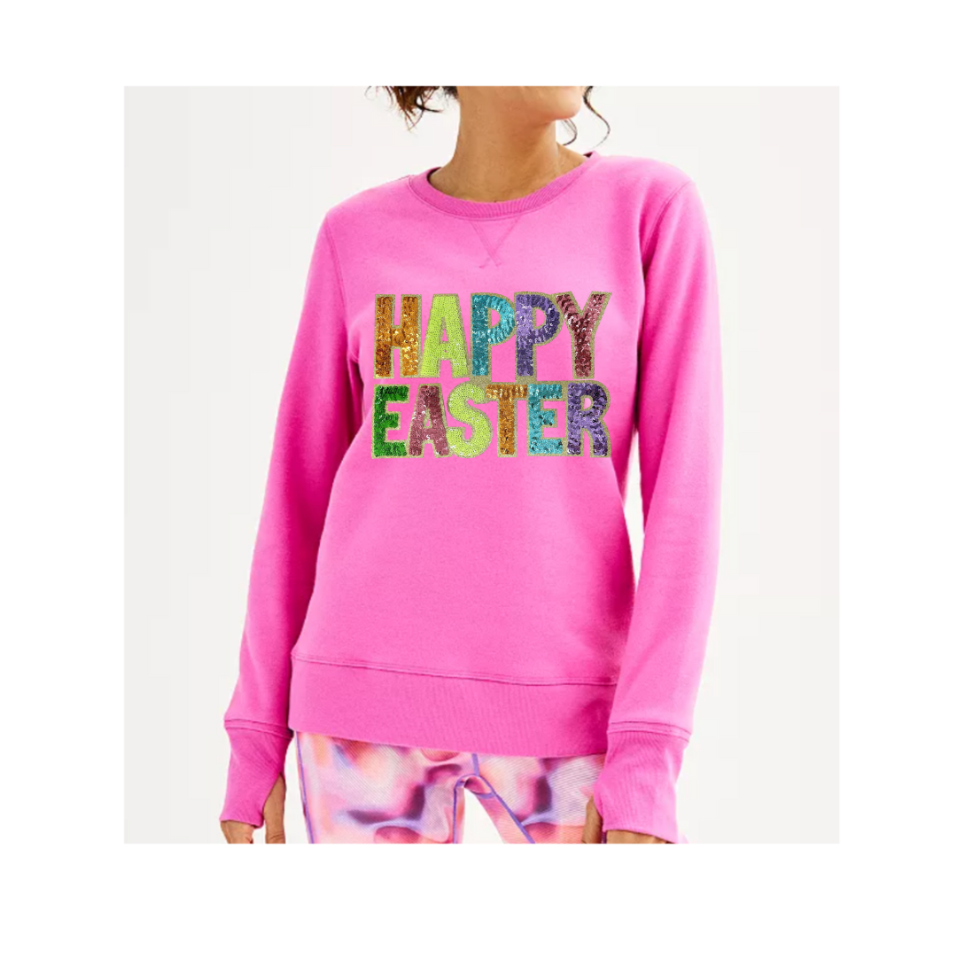 Happy Easter Sequin Patch Shirt