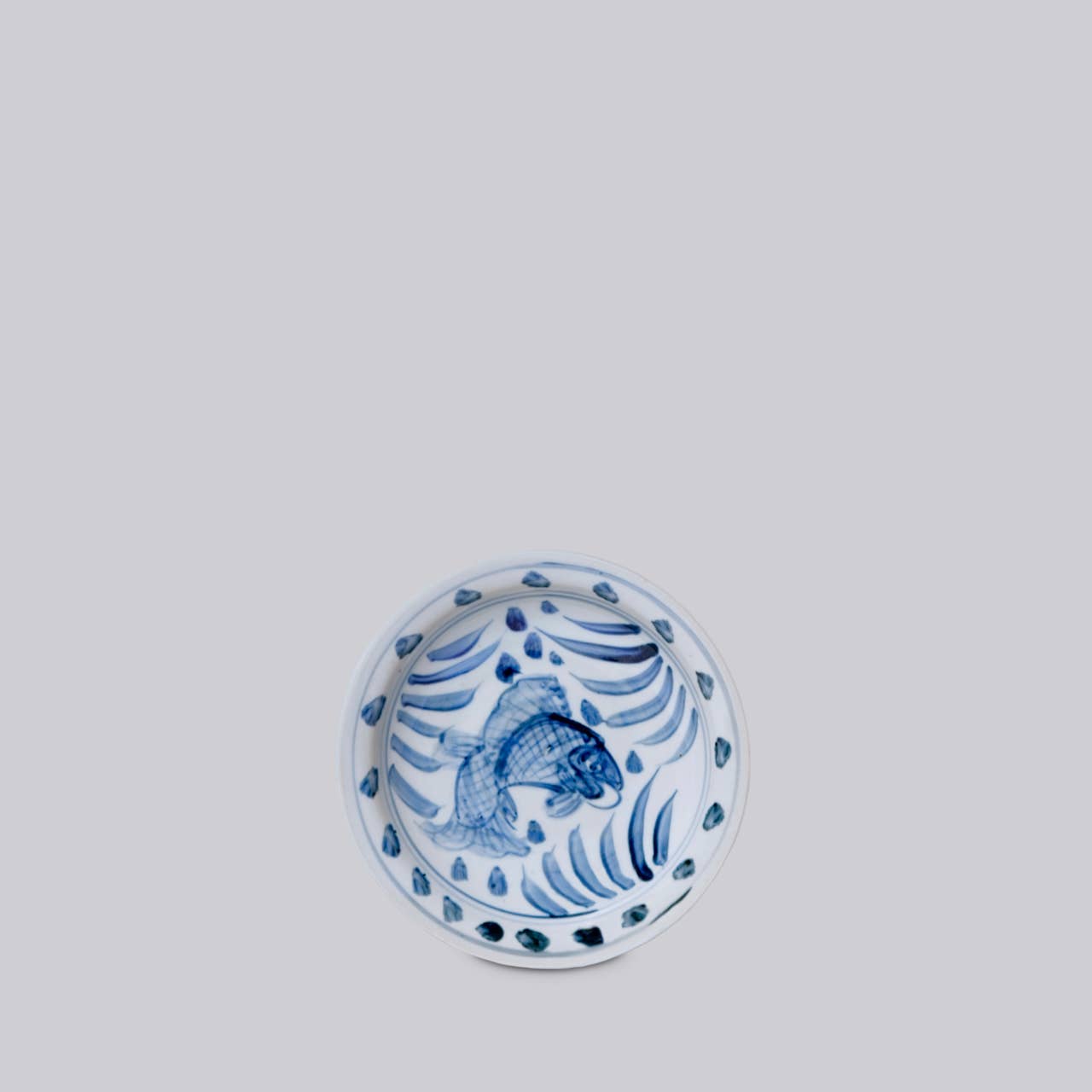 Small Blue and White Porcelain Auspicious Carp Dish