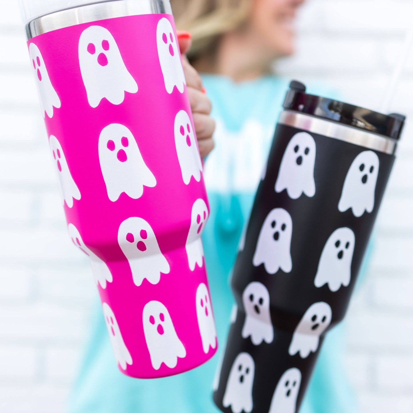 Halloween Tumbler, Pink Ghost