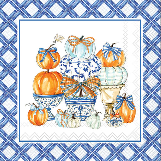 Chinoiserie Pumpkin Topiary,Paper Cocktail Napkin Pack of 20