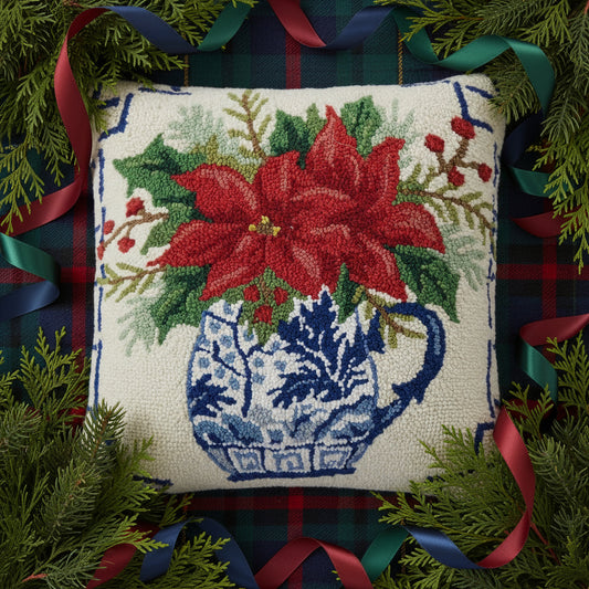 Chinoiserie Poinsettia Hook Pillow