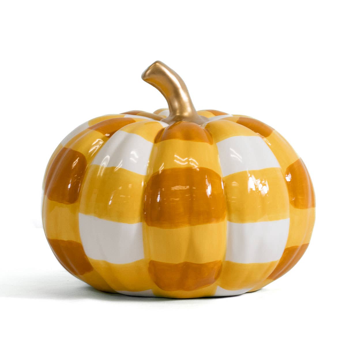 Ceramic Pumpkin Décor, White/Orange