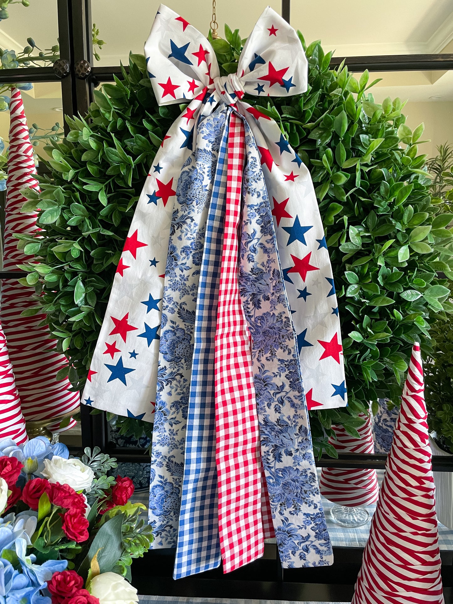 Red, White and Stars Bow