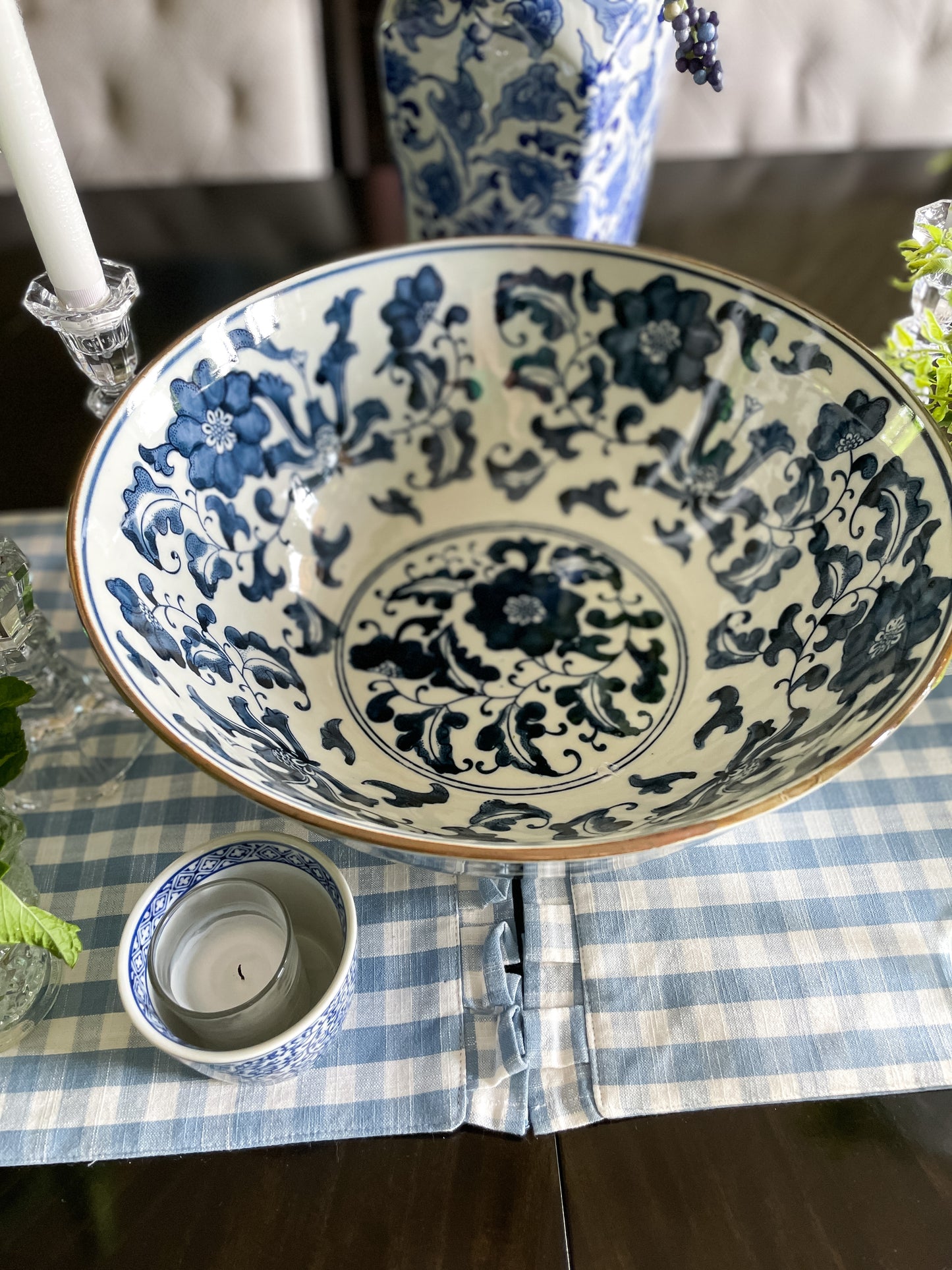 Blue and White Lotus Flower Bowls