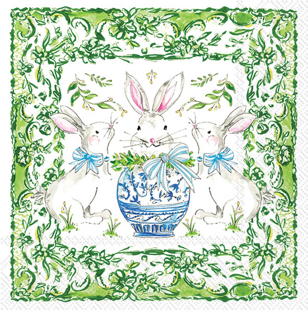 Chinoiserie Easter Bunnies Paper Lunch Napkins