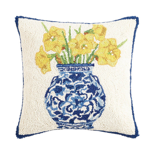 Chinoiserie Vase Daffodils Hook Pillow