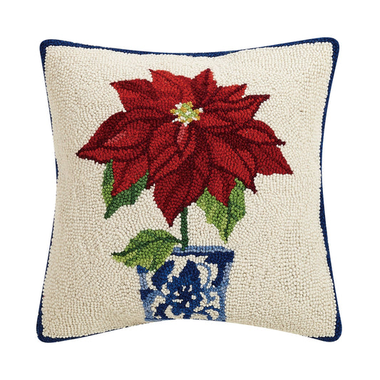 Holiday Chinoiserie Poinsettia Hook Pillow