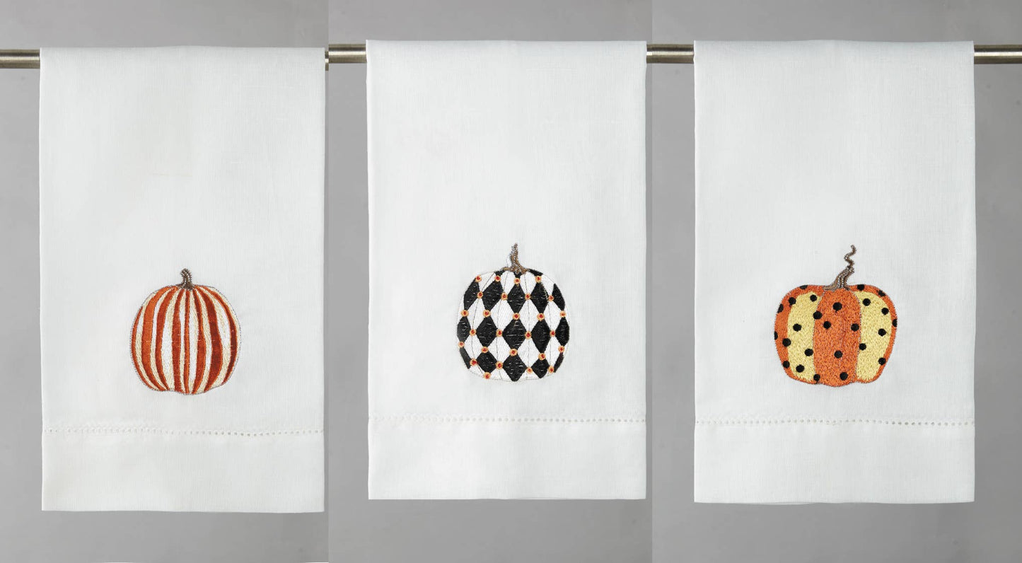 Embroidered Pumpkins Guest Towel Set