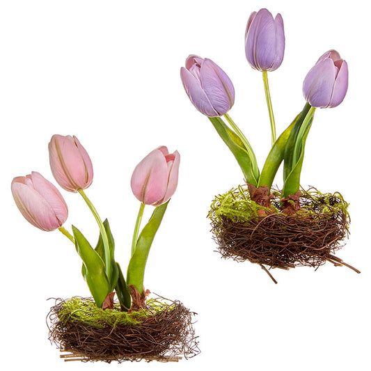 Real Touch Tulips in Nest