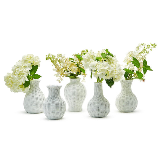 White Basket Weave Pattern Vases