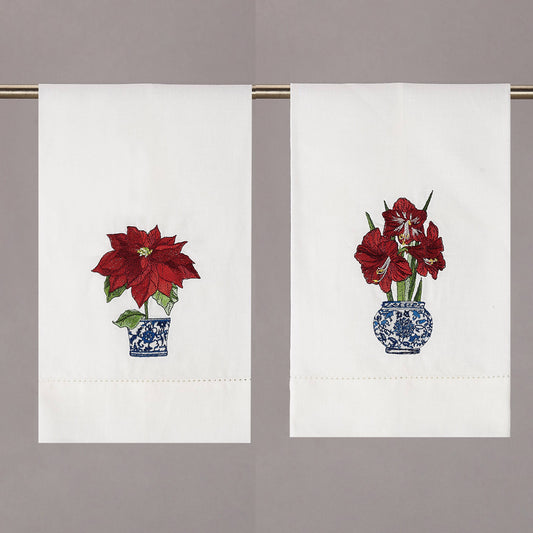 Holiday Chinoiserie Embroidered Guest Towel, Set of 2