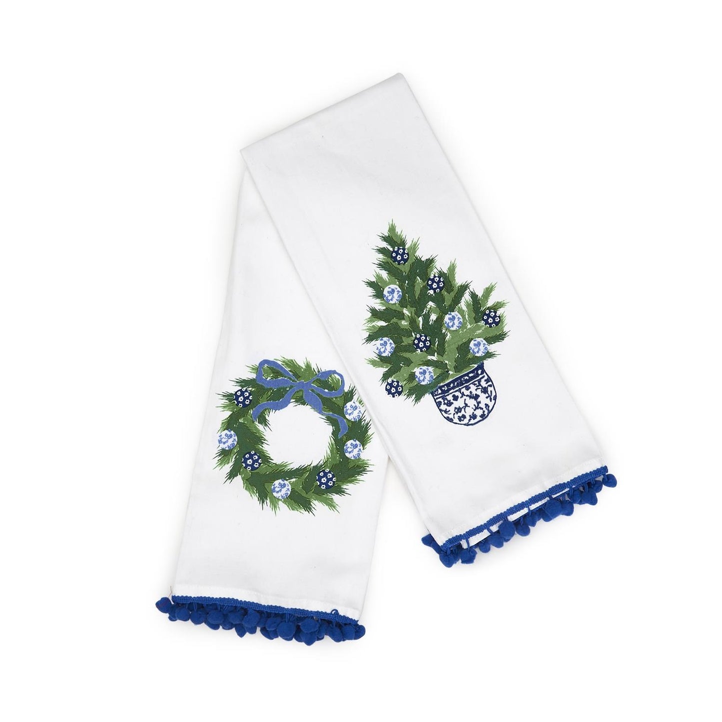 Blue and White Holiday, Set of 2 Dish Towels