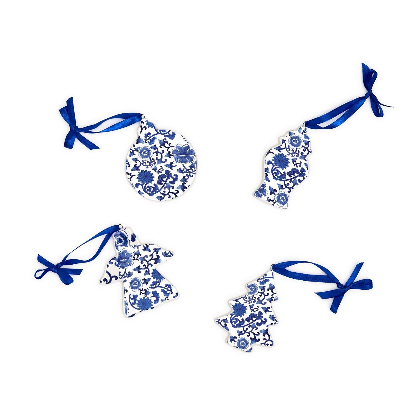 Chinoiserie Blue Floral Ornaments