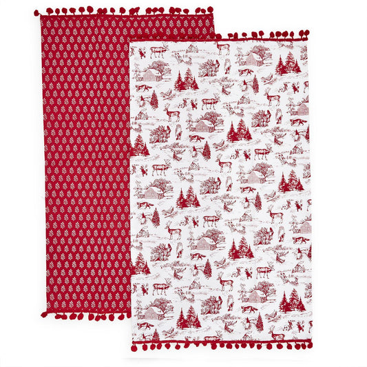 Winter Toile, Set of 2 Dish Towels