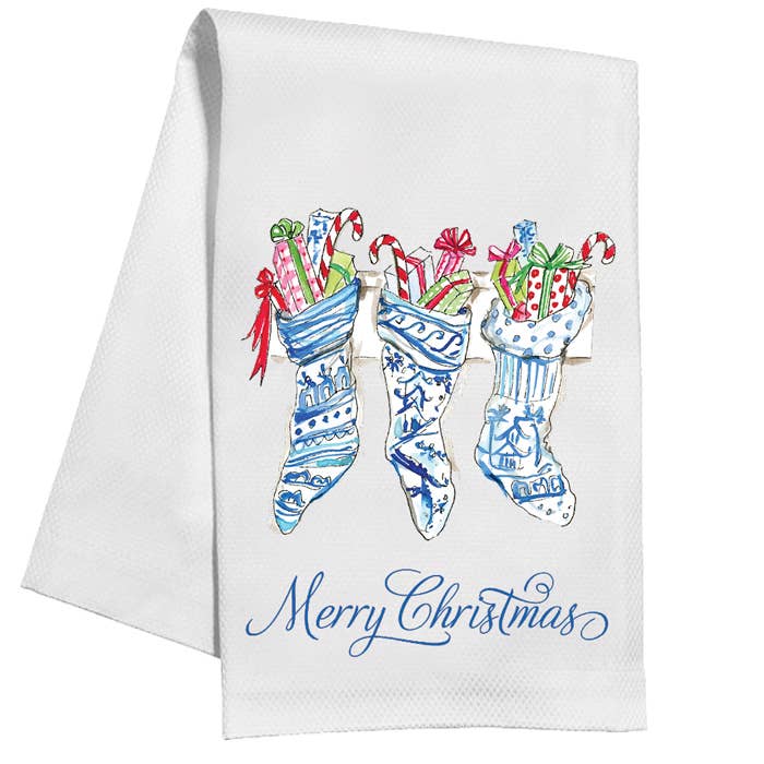 Christmas Chinoserie Stockings Kitchen Towel