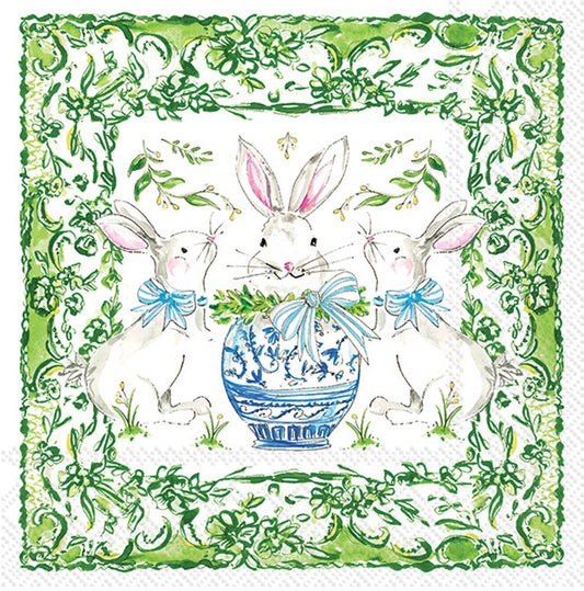 Chinoiserie Easter Bunnies Cocktail Napkins