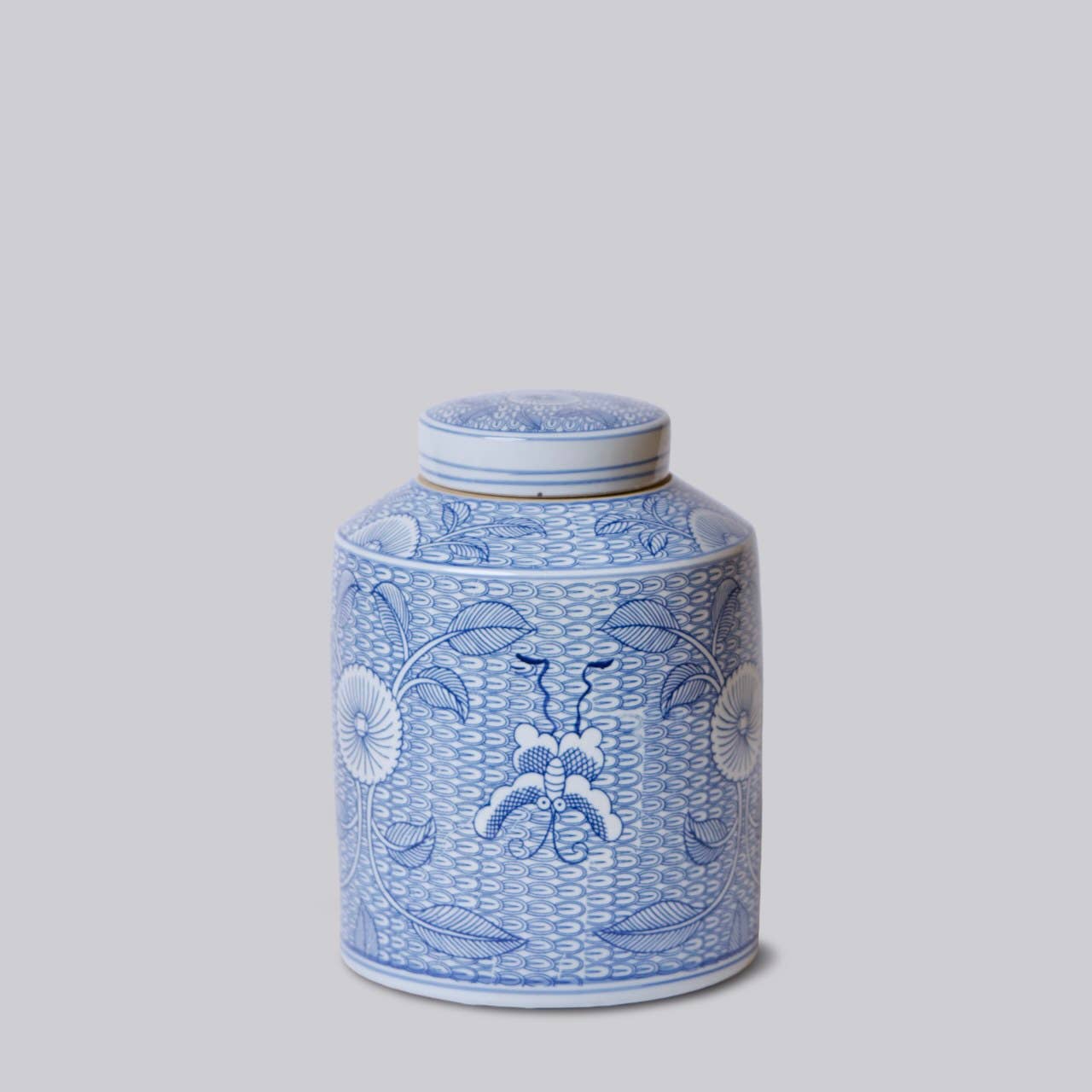 Deco Peony Blue and White Porcelain Canister