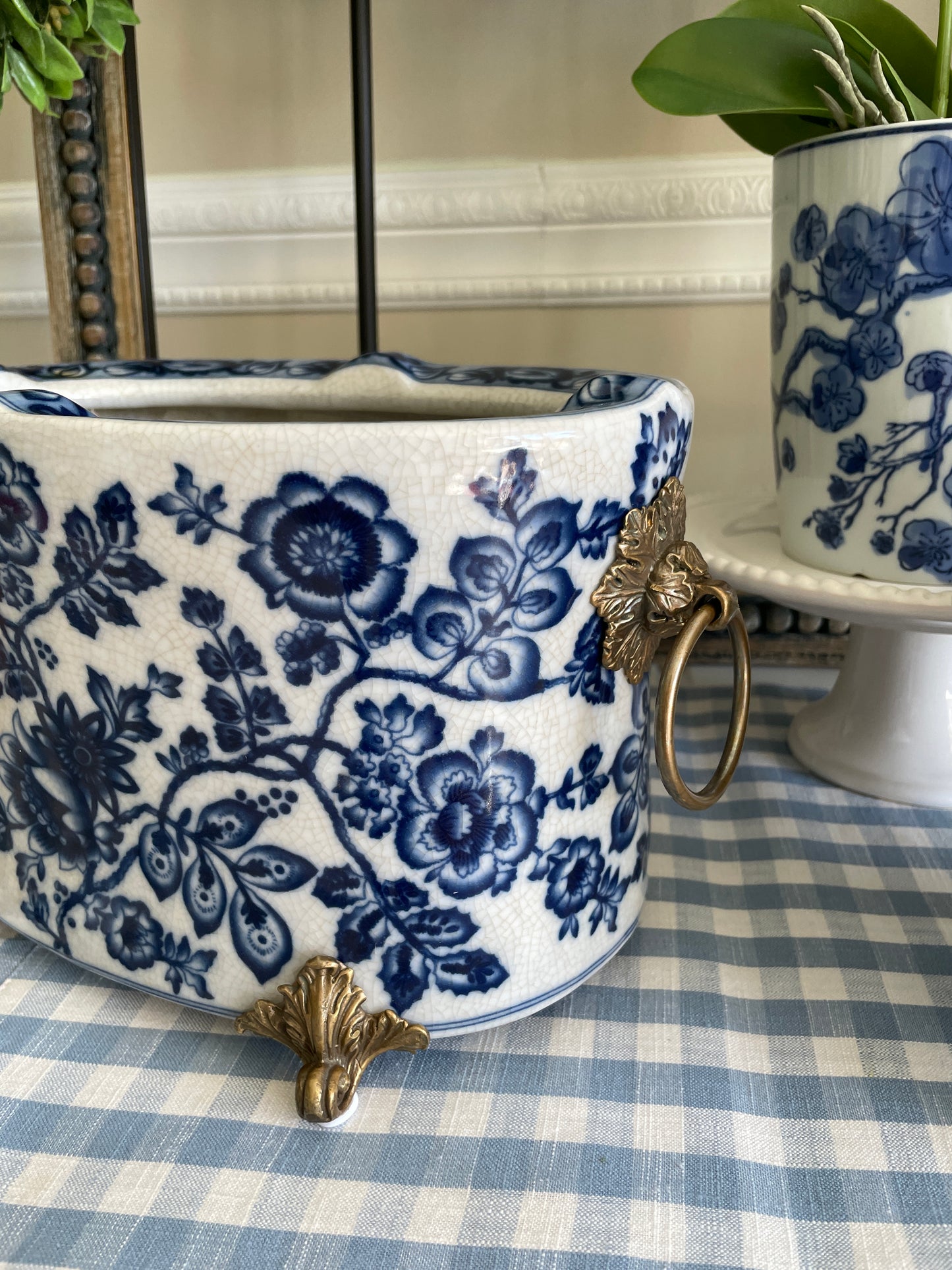 Blue and White Oval Basin