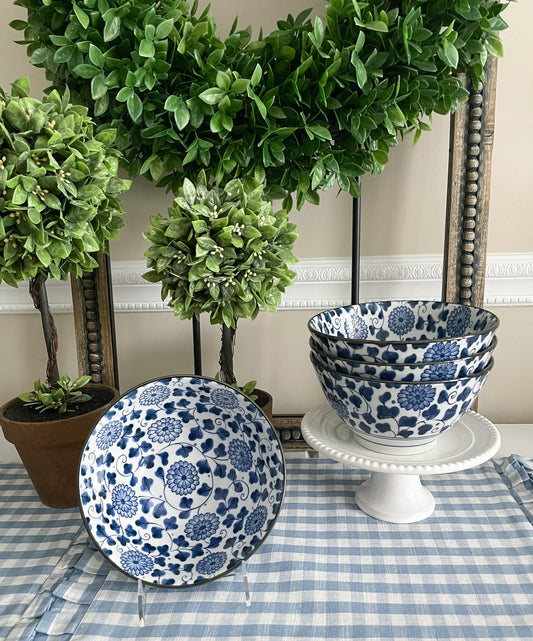 Blue and White Floral Bowl