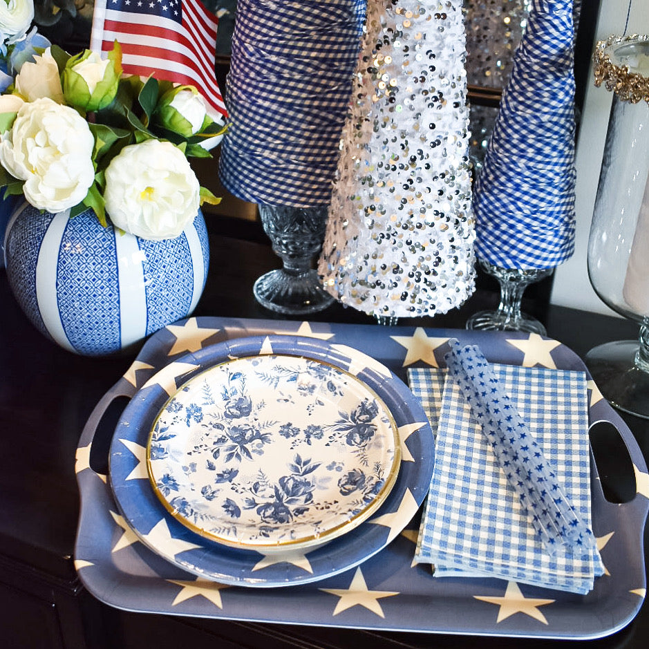 Hamptons Navy Floral Paper Plate