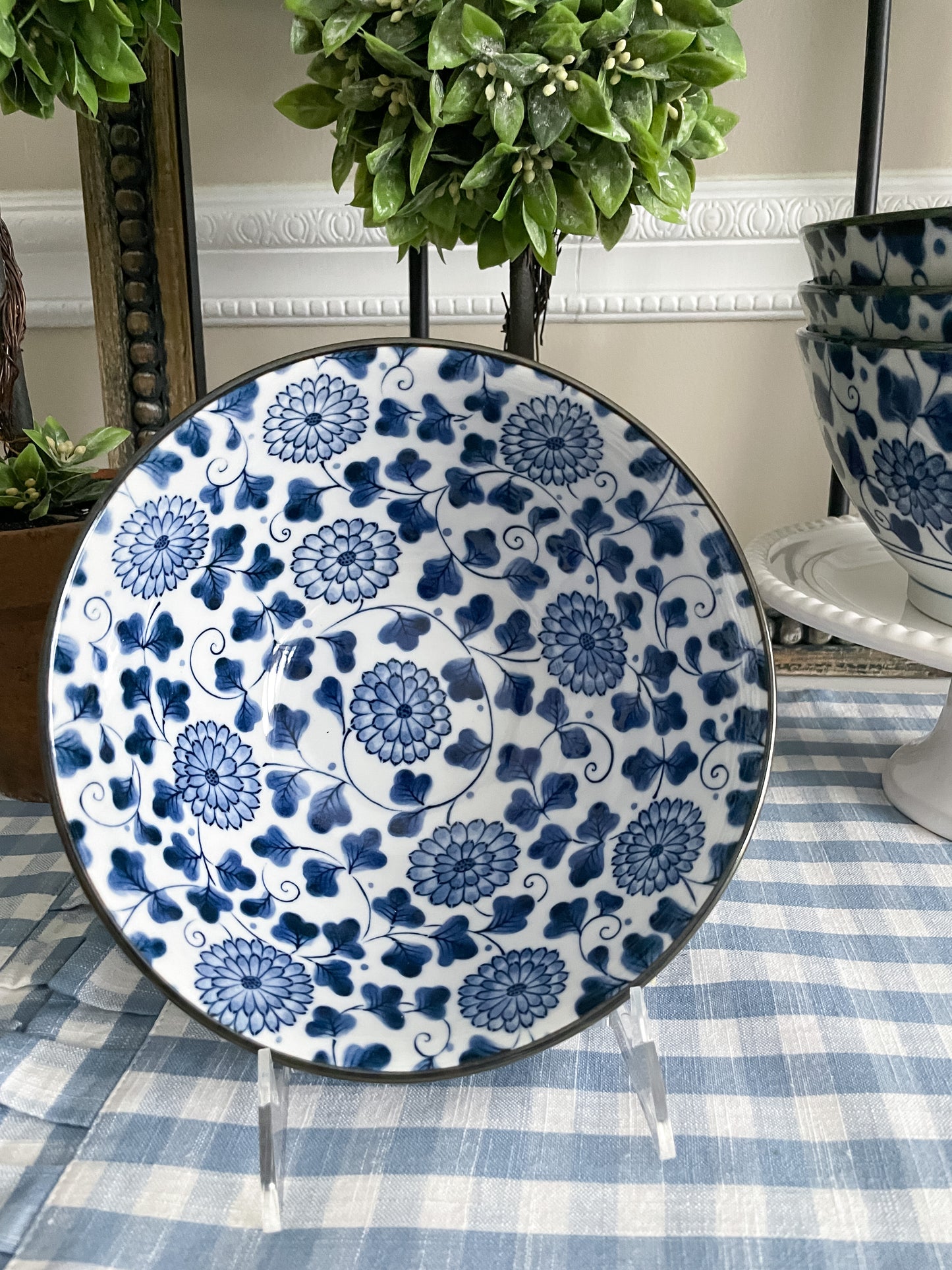 Blue and White Floral Bowl
