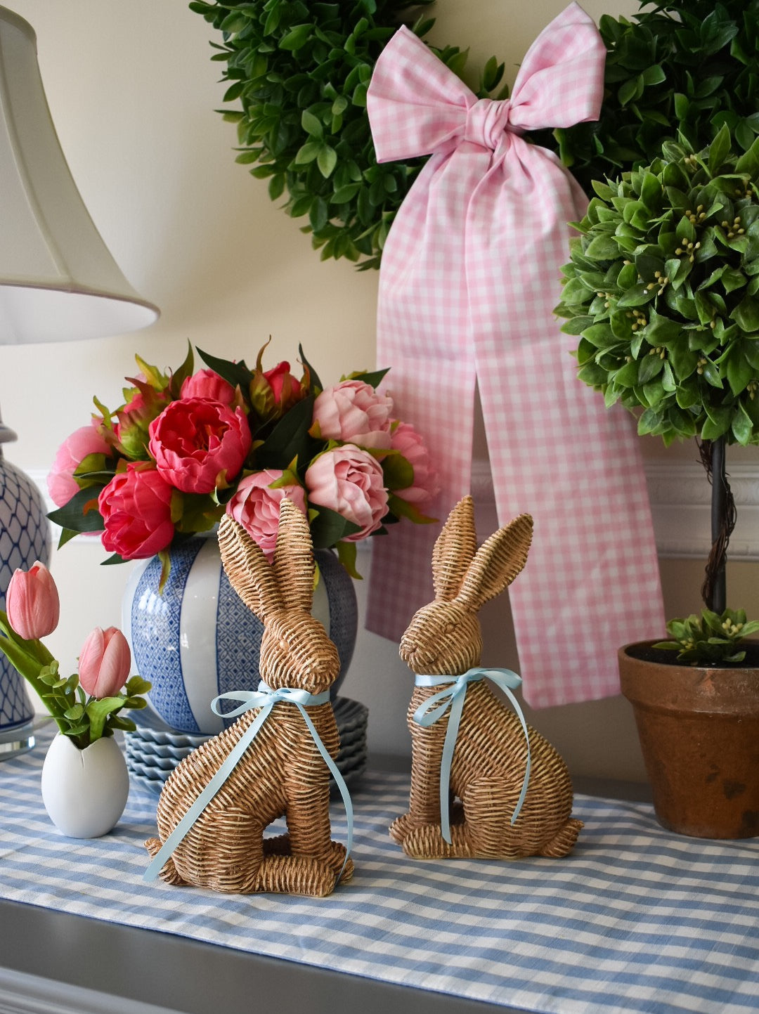 Basket Weave Bunny Set of Two, Natural