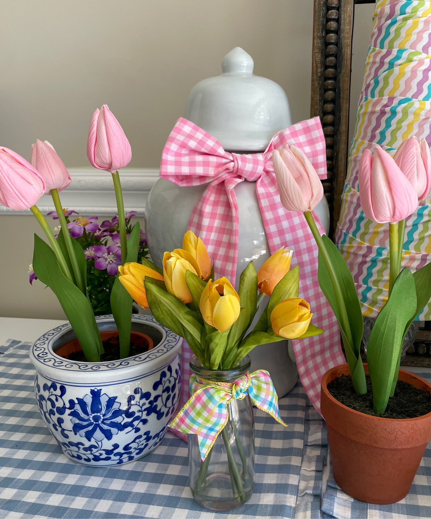 Pink Potted Faux Tulips