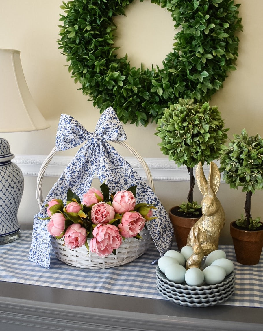 Blue and White Flower Bows