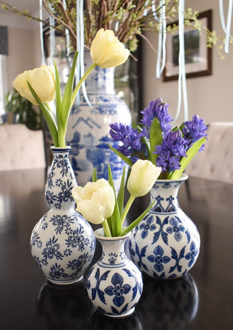 Blue and White Bud Vases